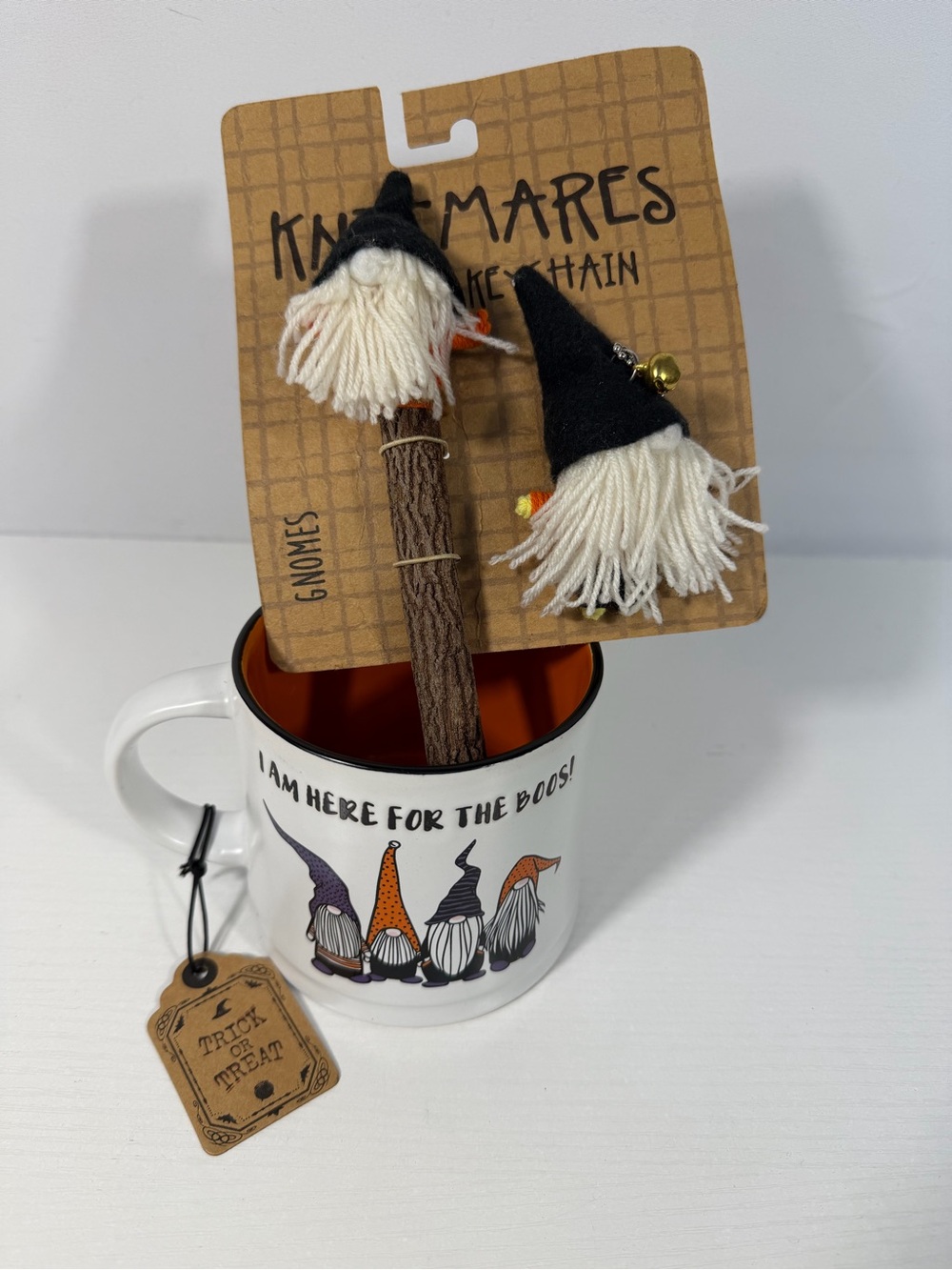 NWT Halloween Gnome Gift Bundle Mug Knitmares Pencil Keychain Trick or Treat